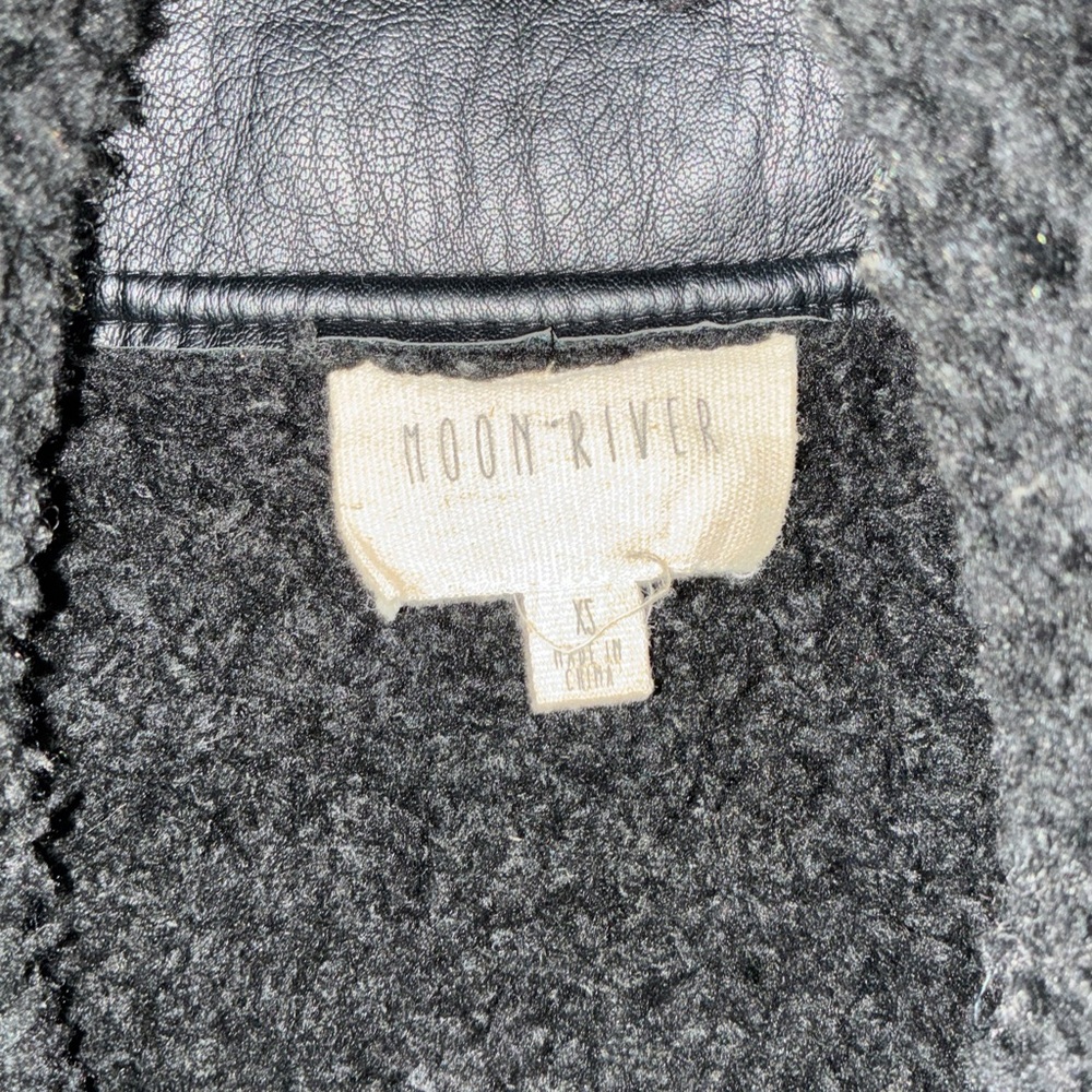 Moon River Black Shearling Faux Leather Jacket Fall Soft Grunge Vibes - Picture 5 of 6